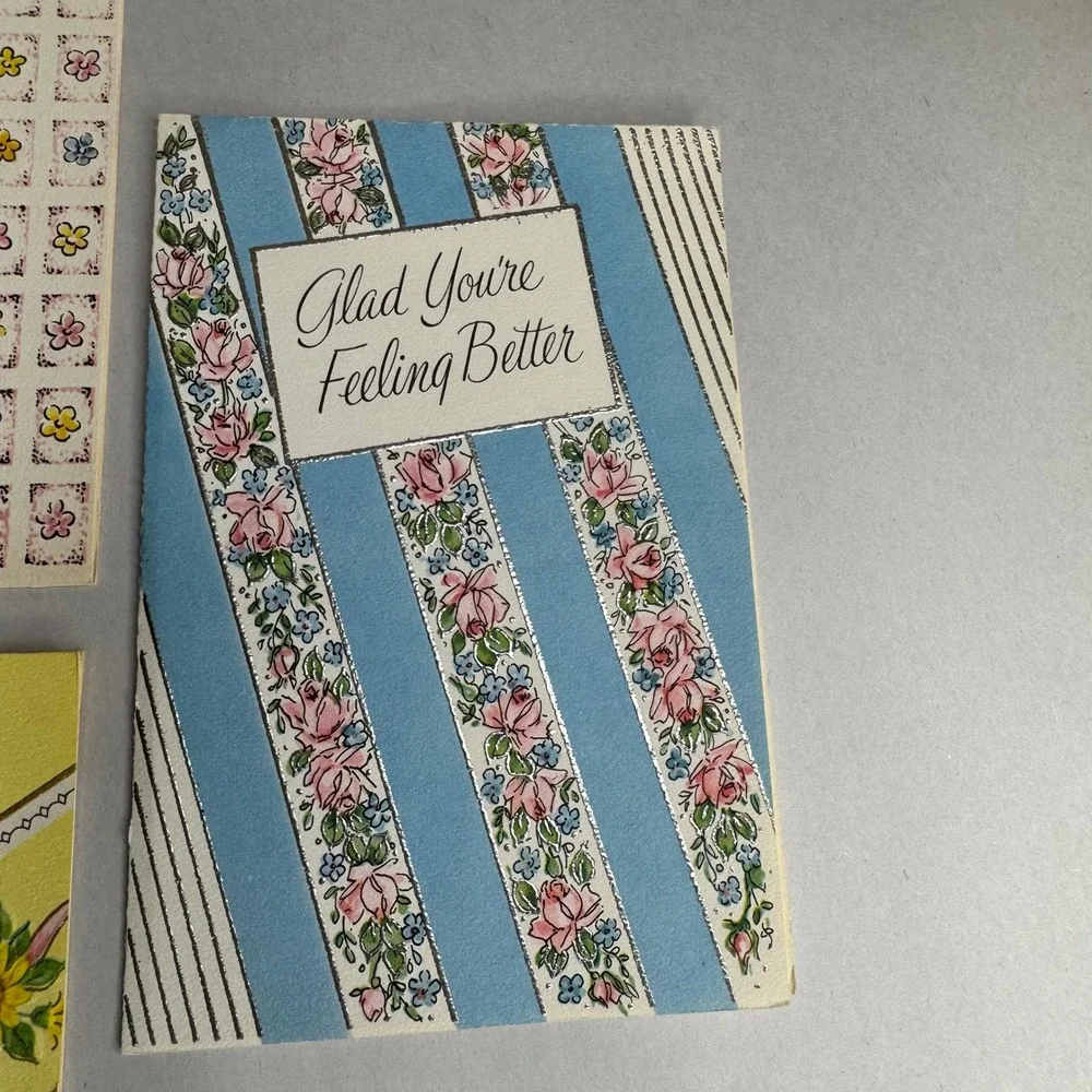 Vintage Sangamon Get Well Greeting Cards Lot of 3 Floral Mid Century Made in USA